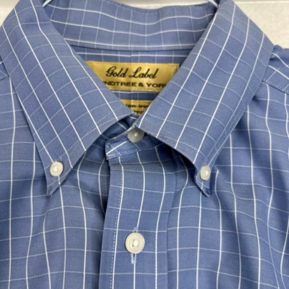 Roundtree & Yorke Gold Label Pinpoint Cotton Dress Shirt - Size 15.5/33 - Picture 2 of 5